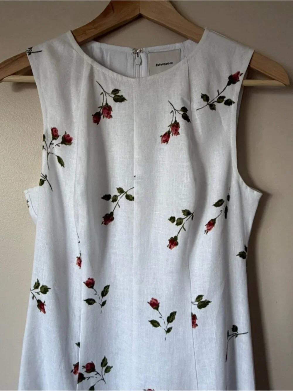 NEW Reformation Cecilia Linen Maxi Dress Floating Rose White Floral | US 2 UK 6 - Picture 9 of 15